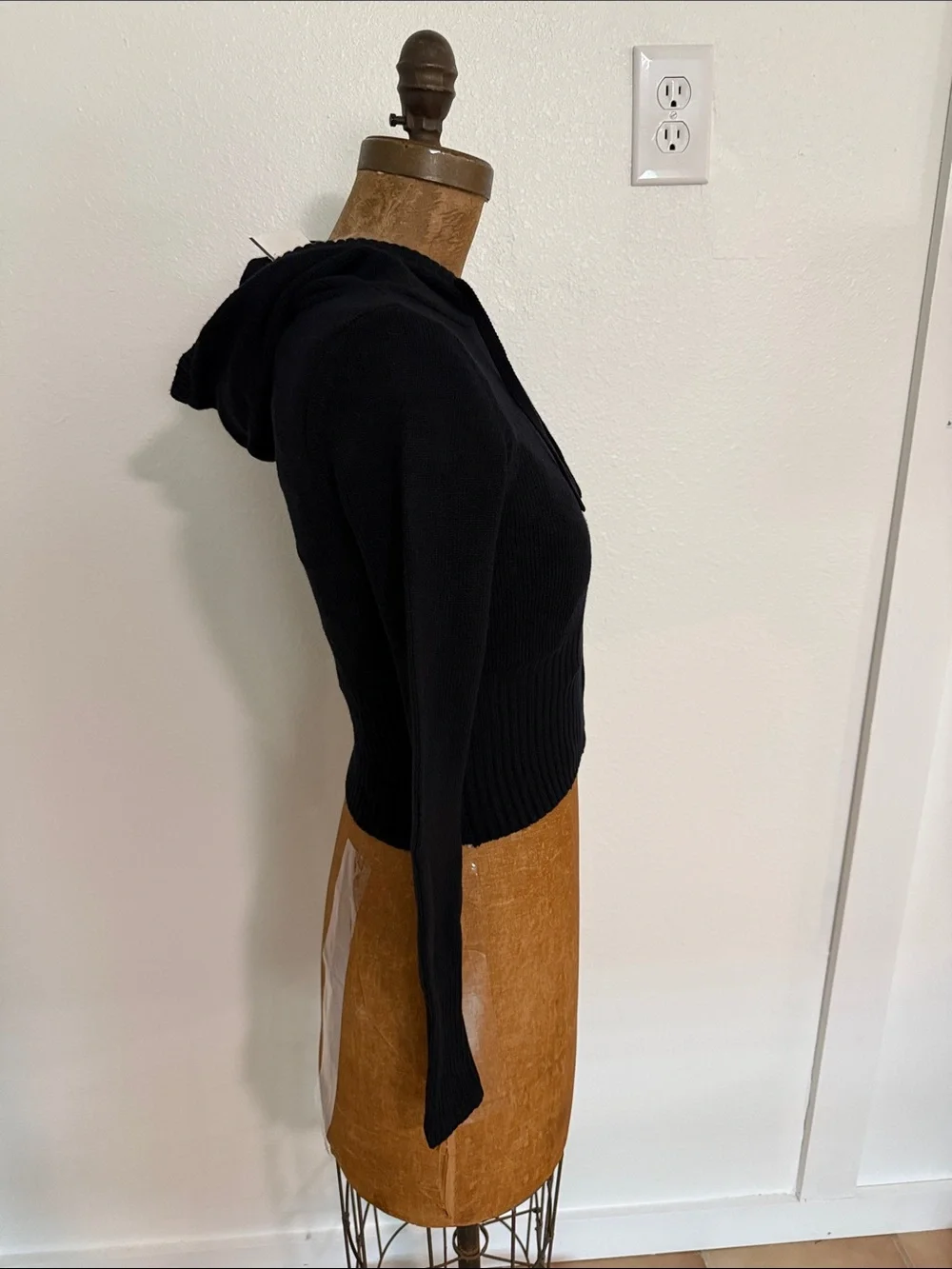 NWT Derek Heart Black Knit Cropped Zip Hoodie Size S_6